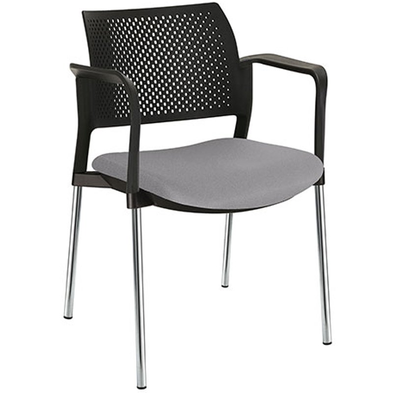 silla kyos semi tapizada estructura cromada con brazos