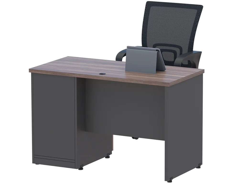 escritorio secretarial con librero frente